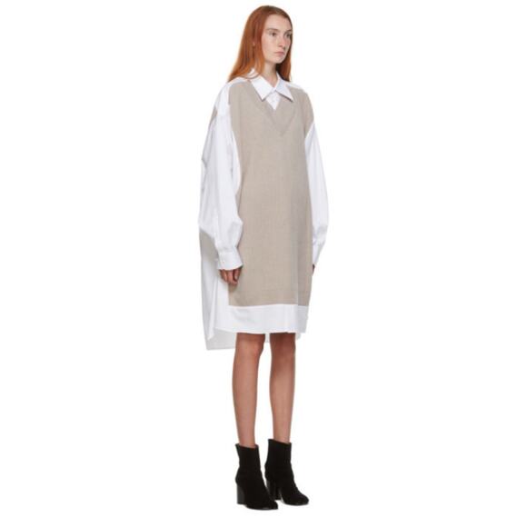 Maison Margiela Day Dress Sweater Layer Cotton Shirt Dress M NWT $1150 - Picture 2 of 11
